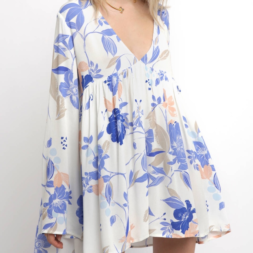 Long Sleeve Bella Floral Printed Tunic Dress